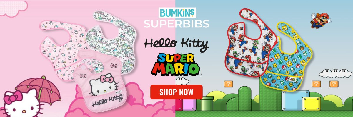 Bumkins Superbib Hello Kitty Super Mario baby bib Milk & Honey